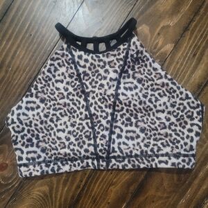 Savage Barbell high neck sports bra, leopard print, size M